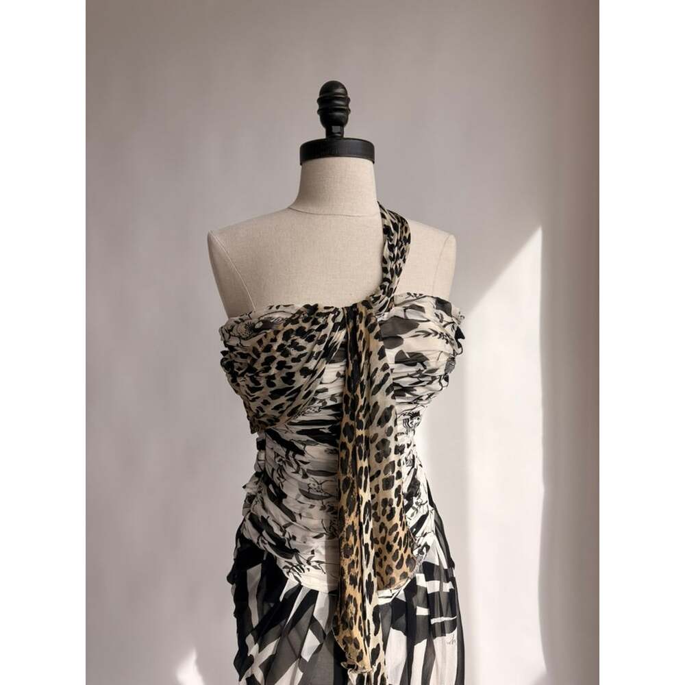 Emanuel Ungaro SS 2003 Mixed-Print One-Shoulder Dress - Size 38 - Picture 5 of 8